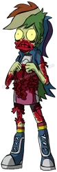 Size: 232x700 | Tagged: grimdark, artist:sandvvich, derpibooru import, rainbow dash, zombie, equestria girls, blood, intestines, solo, watermark, zombified