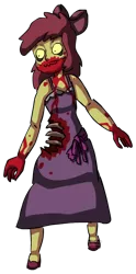 Size: 272x550 | Tagged: grimdark, artist:sandvvich, derpibooru import, apple bloom, zombie, equestria girls, blood, solo, zombified