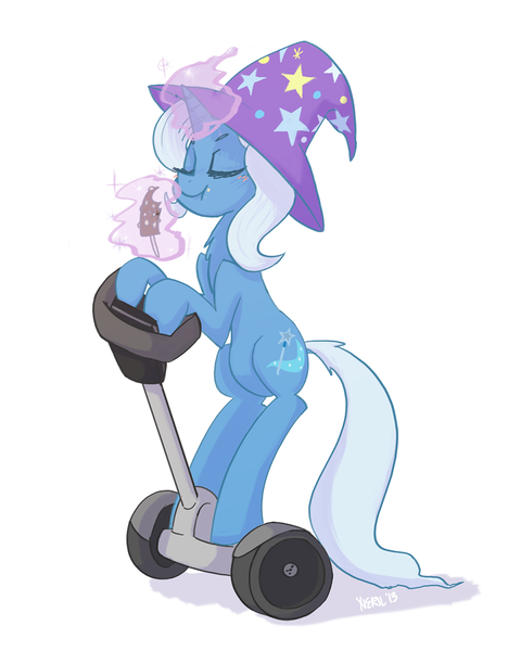 Size: 936x1200 | Tagged: safe, artist:xieril, derpibooru import, trixie, pony, unicorn, female, mare, segway, solo