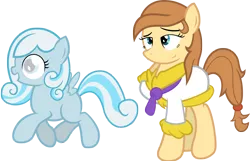 Size: 2706x1740 | Tagged: safe, artist:clamstacker, derpibooru import, oc, oc:cream heart, oc:snowdrop, unofficial characters only, earth pony, pegasus, pony, clothes, filly, robe