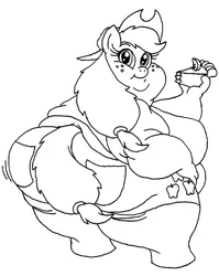 Size: 788x992 | Tagged: anthro, applebutt, applefat, applejack, apple pie, artist:beau-skunk, ass, back fat, breasts, busty applejack, derpibooru import, double chin, fat, female, flank, monochrome, morbidly obese, obese, pie, plumped up plots, rearboob, safe, solo, the ass was fat