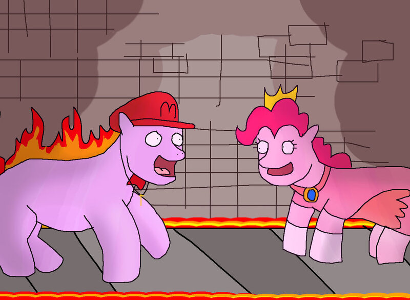 Size: 1024x749 | Tagged: safe, artist:pewdie-pinkiepie, derpibooru import, oc, oc:clarance, earth pony, pony, 1000 hours in ms paint, canon x oc, clarence, clothes, cross, crossover, crown, dress, failed 4chan troll, hat, mario, ms paint, necklace, obvious troll, princess peach, religion, shipping, super mario bros., tiara, troll, wat, why