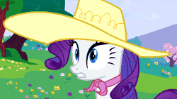 Size: 640x360 | Tagged: a canterlot wedding, animated, derp, derpibooru import, faint, fluttershy, giant hat, hat, marshmelodrama, rarity, safe, screencap, swoon