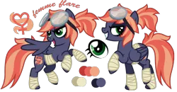 Size: 2244x1168 | Tagged: safe, artist:ivyhaze, derpibooru import, oc, oc:femme flare, unofficial characters only, pegasus, pony, bandage, female, goggles, mare, solo