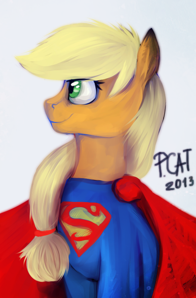 Size: 505x768 | Tagged: applejack, artist:risterdus, derpibooru import, safe, solo, superman