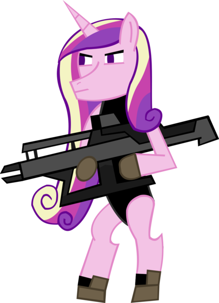 Size: 951x1311 | Tagged: safe, artist:jewelsfriend, derpibooru import, princess cadance, pony, bipedal, clothes, crossover, fortune, konami, metal gear, railgun, solo