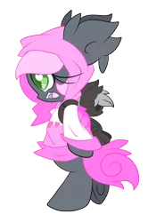 Size: 2500x3757 | Tagged: safe, artist:starlightlore, derpibooru import, oc, oc:heartbeat, unofficial characters only, bat pony, original species, plush pony, pony, backpack, bipedal, blank flank, clothes, cute, digital art, female, gray coat, green eyes, heart eyes, hoodie, mare, open mouth, pink hair, pink mane, pink tail, pink wings, plush backpack, plushie, plushie backpack, pony backpack, simple background, solo, transparent background, wingding eyes