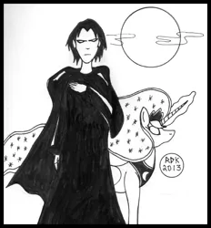 Size: 570x615 | Tagged: artist:rdk, comics, crossover, derpibooru import, dream, monochrome, morpheus, neil gaiman, princess luna, safe, the dreaming, traditional art