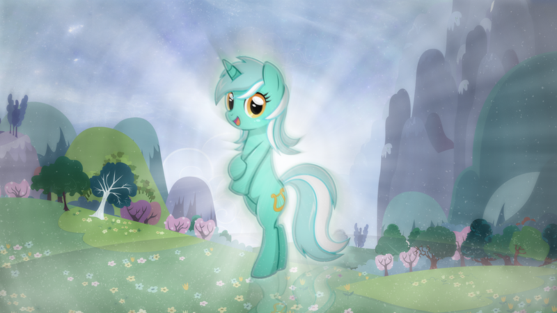 Size: 1920x1080 | Tagged: safe, artist:aelioszero, artist:fehlung, derpibooru import, lyra heartstrings, pony, bipedal, solo, standing, vector, wallpaper