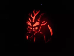 Size: 1024x768 | Tagged: safe, derpibooru import, discord, carving, halloween, holiday, jack-o-lantern, pumpkin