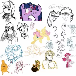 Size: 1500x1500 | Tagged: safe, artist:nolycs, derpibooru import, applejack, big macintosh, derpy hooves, fluttershy, pinkie pie, rainbow dash, twilight sparkle, anthro, chicken, earth pony, human, pegasus, pony, unicorn, :t, adventure time, anthro with ponies, appleblitz (straight), appledash, backwards ballcap, baseball cap, blushing, bubble berry, butterscotch, confused, crossed arms, cute, derp, dialogue, dusk shine, duskabetes, dusktwi, eyes closed, female, frown, glare, gritted teeth, half r63 shipping, happy, hat, hug, humanized, jake the dog, kiss on the cheek, kissing, lidded eyes, lineart, male, mare, monochrome, nose kiss, nose wrinkle, onomatopoeia, open mouth, pinkie being pinkie, rainbow blitz, raised hoof, raspberry, raspberry noise, rule 63, rule63betes, selfcest, shipping, shocked, simple background, sitting, sketch, sketch dump, spread wings, squishy cheeks, stallion, straight, sweat, sweatdrop, text, wall of tags, wat, wavy mouth, white background, wide eyes, wings, wrecking ball