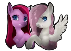 Size: 2042x1471 | Tagged: artist:mokscha, derpibooru import, discorded, fluttershy, pinkamena diane pie, pinkie pie, safe