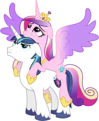 Size: 4740x5790 | Tagged: absurd resolution, artist:90sigma, carrying, derpibooru import, out of context, ponies riding ponies, princess cadance, riding, safe, shining armor, simple background, the crystal empire, tired, transparent background, vector