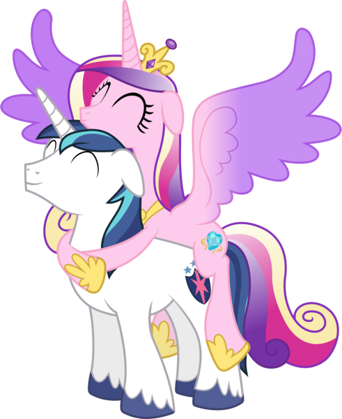 Size: 4740x5790 | Tagged: safe, artist:90sigma, derpibooru import, princess cadance, shining armor, alicorn, pony, the crystal empire, absurd resolution, carrying, cute, cutedance, female, glomp, happy, hug, hug from behind, male, mare, nuzzling, ponies riding ponies, riding, shining adorable, simple background, smiling, snuggling, stallion, transparent background, vector