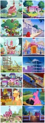 Size: 800x2140 | Tagged: an apple for starlight, applejack, back of head, blue ribbon blues, boombox, comparison, derpibooru import, g1, golden oaks library, melody, my little pony tales, safe, screencap, send in the clown, stand by me, sweet apple acres, train