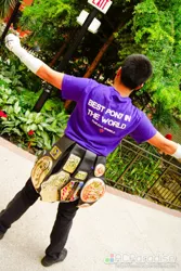 Size: 642x960 | Tagged: artist:rjth, championship belt, clothes, cm punk, convention, cosplay, derpibooru import, human, irl, irl human, meme, parody, photo, safe, solo, t-shirt, twilight sparkle, wwe