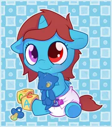 Size: 897x1016 | Tagged: safe, artist:cuddlehooves, derpibooru import, oc, unofficial characters only, pony, baby, baby pony, diaper, poofy diaper, solo