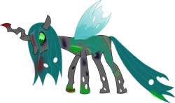 Size: 1167x684 | Tagged: artist:raven-kipper, bleeding, blood, bruised, damaged wings, derpibooru import, fatigued, injured, lacerations, queen chrysalis, scratches, semi-grimdark, solo