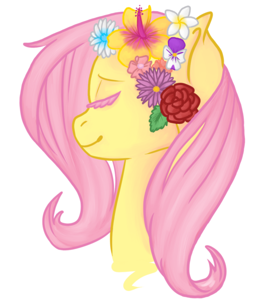 Size: 828x965 | Tagged: safe, artist:jacktryoshka, derpibooru import, fluttershy, floral head wreath, flower, portrait, solo