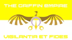 Size: 1191x670 | Tagged: safe, artist:pilotsolaris, derpibooru import, gryphon, flag, griffon empire, latin, logo