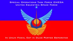 Size: 1191x670 | Tagged: artist:pilotsolaris, derpibooru import, flag, latin, logo, safe, special operations task force omega, united equestria space force