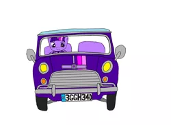 Size: 900x654 | Tagged: artist:thebluev3, car, classic mini, derpibooru import, mini cooper, safe, solo, twilight sparkle, vehicle, wat