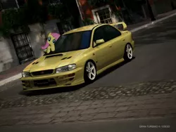 Size: 960x720 | Tagged: artist:anxet, artist:dontae98, car, derpibooru import, fluttershy, gran turismo, gran turismo 4, impreza wrx sti version 6, irl, photo, ponies in real life, pose, safe, subaru, subaru impreza, vector, video game