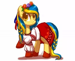 Size: 1260x1024 | Tagged: artist:hellaoggi, clothes, nation ponies, safe, shoes, skirt, solo, ukraine