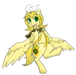 Size: 707x695 | Tagged: safe, artist:mirrorteru, derpibooru import, ponified, pegasus, pony, kagamine rin, solo, vocaloid