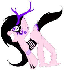 Size: 732x812 | Tagged: antlers, artist:necrophilifox, blank flank, derpibooru import, freckles, goo, oc, recolor, safe, solo, unofficial characters only, wat, what has science done