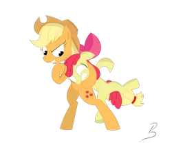 Size: 1581x1332 | Tagged: safe, artist:pandramodo, derpibooru import, apple bloom, applejack, pony, bipedal, female, noogie, simple background, sisters, transparent background, vector