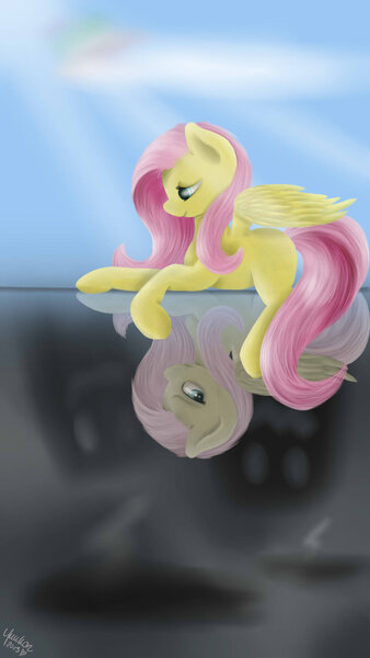 Size: 900x1600 | Tagged: artist:yuukon, duality, fluttershy, safe, solo