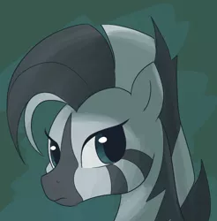 Size: 590x599 | Tagged: artist:lance, bust, derpibooru import, fallout equestria, fanfic, fanfic art, female, mare, oc, oc:xenith, portrait, safe, solo, unofficial characters only, zebra, zebra oc