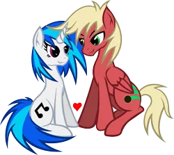 Size: 923x824 | Tagged: safe, artist:omnitoast, derpibooru import, vinyl scratch, oc, oc:quickshots, canon x oc