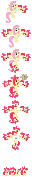 Size: 1236x6830 | Tagged: safe, derpibooru import, apple bloom, fluttershy, earth pony, pegasus, pony, character to character, female, filly, mare, meiosis, nightmare fuel, not salmon, pony meiosis, reproduction, wat, what has science done