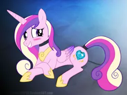 Size: 2792x2094 | Tagged: artist:dripponi, blushing, collar, female, princess cadance, safe, smiling, solo, tail wrap