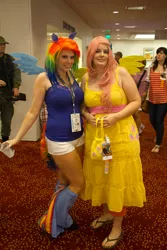 Size: 2581x3872 | Tagged: artist needed, convention, cosplay, derpibooru import, dragoncon, fluttershy, human, irl, irl human, photo, rainbow dash, safe