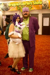 Size: 2581x3872 | Tagged: artist:squibbers, cosplay, derpibooru import, dragoncon, human, irl, irl human, moustache, opalescence, photo, rarity, safe, spike