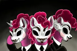 Size: 3000x2000 | Tagged: anonymous, artist:doomsp0rk, derpibooru import, guy fawkes mask, multeity, pinkie pie, safe