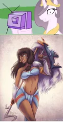 Size: 572x1108 | Tagged: artist:k-y-h-u, atlantis, atlantis: the lost empire, crossover, derpibooru import, disney, exploitable meme, fanart from other series, huntress, kida, korra, meme, obligatory pony, princess celestia, princess molestia, safe, the legend of korra, tv meme