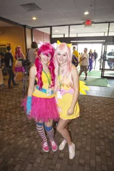 Size: 3744x5616 | Tagged: 2012, artist needed, canterlot gardens, clothes, convention, cosplay, derpibooru import, dress, fluttershy, human, irl, irl human, photo, pinkie pie, safe, skirt, tutu