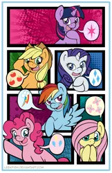 Size: 1024x1583 | Tagged: safe, artist:abbystarling, deleted from derpibooru, derpibooru import, applejack, fluttershy, pinkie pie, rainbow dash, rarity, twilight sparkle, twilight sparkle (alicorn), alicorn, pony, female, mane six, mare