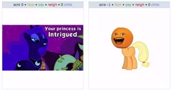 Size: 528x278 | Tagged: annoying orange, derpibooru, derpibooru import, exploitable meme, juxtaposition, juxtaposition fail, meme, meta, princess luna, safe