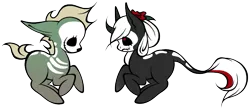 Size: 797x347 | Tagged: safe, artist:legalese, derpibooru import, oc, unofficial characters only, classical unicorn, earth pony, pony, unicorn, 2spooky, skeleton