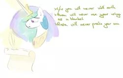 Size: 829x528 | Tagged: safe, artist:spaerk, derpibooru import, princess celestia, oc, oc:anon, alicorn, pony, female, greentext, letter, mare, sad, scroll, simple background, solo, text, tfw, white background, writing