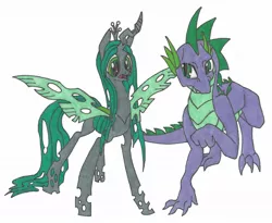 Size: 1083x886 | Tagged: artist needed, chryspike, derpibooru import, queen chrysalis, safe, shipping, source needed, spike