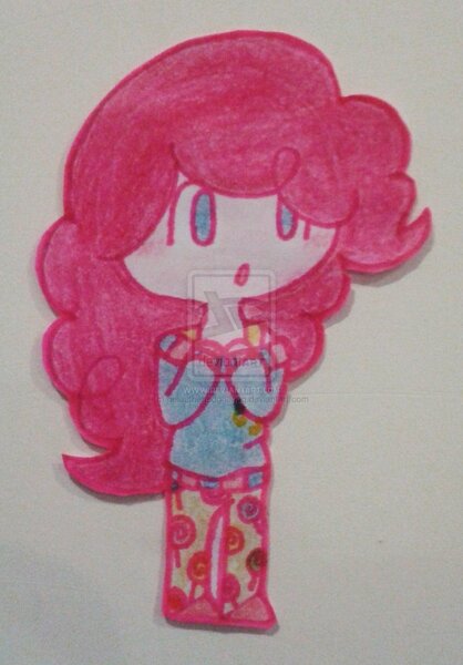 Size: 746x1072 | Tagged: safe, artist:heluethehedghehog, derpibooru import, pinkie pie, human, humanized, irl, photo, solo, traditional art