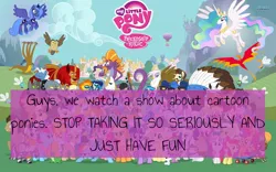 Size: 1280x800 | Tagged: safe, derpibooru import, aloe, angel bunny, apple bloom, applejack, berry punch, berryshine, big macintosh, bon bon, braeburn, carrot cake, carrot top, cup cake, derpy hooves, diamond tiara, doctor whooves, fluttershy, gilda, golden harvest, granny smith, gummy, lily, lily valley, little strongheart, lotus blossom, lyra heartstrings, mayor mare, minuette, octavia melody, opalescence, philomena, pinkie pie, pokey pierce, princess celestia, princess luna, rainbow dash, rarity, roseluck, sapphire shores, scootaloo, snails, snips, soarin', spike, spitfire, steven magnet, sweetie belle, sweetie drops, time turner, trixie, twilight sparkle, twist, vinyl scratch, winona, zecora, alicorn, buffalo, diamond dog, dragon, earth pony, gryphon, hydra, manticore, parasprite, pegasus, pony, unicorn, zebra, cutie mark crusaders, everypony, female, looking at you, male, mane six, mare, multiple heads, pony confession, royal guard, scooter, stallion