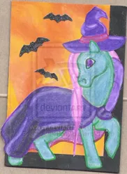 Size: 400x550 | Tagged: artist:spiritedlittlepony, bat, cloak, clothes, derpibooru import, g2, hat, ivy, safe, solo, traditional art