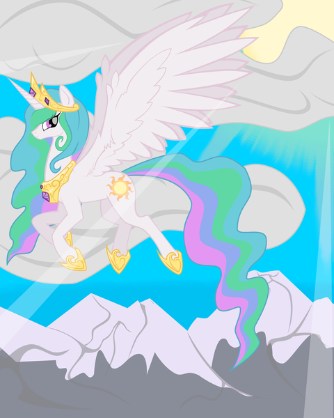 Size: 2000x2500 | Tagged: artist:titanosaur, derpibooru import, mountain, princess celestia, safe, solo